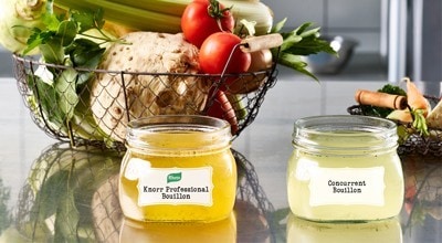 Knorr Professional Bouillon et concurrent Bouillon côte à côte Knorr Professional Bouillon et concurrent Bouillon côte à côte